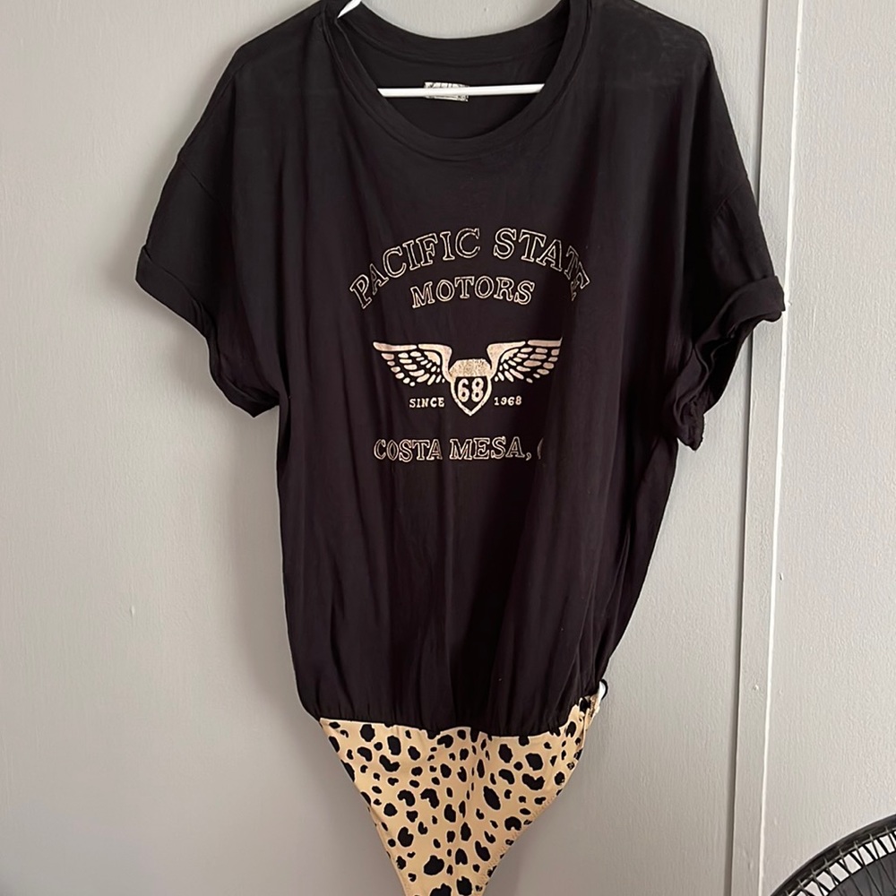 Free People Black Tee Body Suit